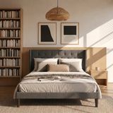 Bealife AF16 Bedframe - 200 x 140 cm - Gestoffeerd Hoofdbord - Donker Grijs
