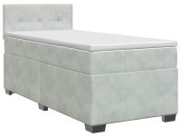 vidaXL Boxspringbed met matras, lichtgrijs, 90 x 200 cm, fluweel