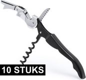 Merkloos Kurkentrekker 3-in-1 - 10x - RVS - Zwart/Zilver - 12 cm