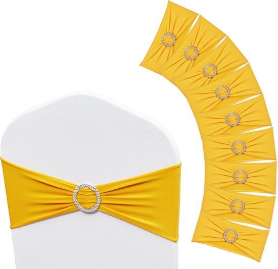VEVOR Stretch Spandex Stoel Sjerpen - 50 stuks - Goudgeel