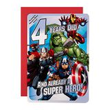 Hallmark Marvel Superheroes verjaardagskaart 4 jaar met activiteit, blauw