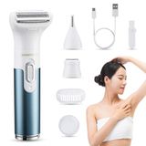 BarberBoss 3-in-1 Elektrisch Scheerapparaat voor Dames - Pijnloze Ladyshaver voor Gezicht, Armen, Benen, Oksels en Bikinilijn - QR-8082