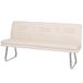 Mendler HWC-H70 Banc de salle à manger, rembourré, avec dossier en tissu et textile, acier inoxydable brossé, crème/beige, 180 cm