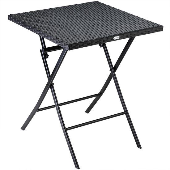 Casaria Klaptafel Polyrattan - 75x65x65 cm – Weerbestendig - Zwart