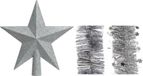 Decoris Kaemingk B.V. Kerstversiering kunststof glitter ster piek 19 cm en folieslingers pakket zilver