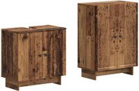 vidaXL - 2-delige - Badkamerkast - Set - EDE - Oud - hout - Bewerkt - hout