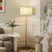 Lampadaire avec télécommande et luminosité réglable 3000k-6000k, abat-jour en tissu, doré