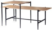 CaliCosy Set van 2 houten salontafels in nestvorm met zwarte metalen poten L100 cm - JESSIE