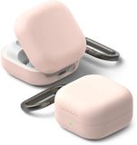 Ringke Silicone Hoesje Geschikt voor Samsung Galaxy Buds 4 / 4 Pro - Siliconen Cover - Karabijnhaak - Case Roze