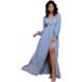 Goddiva Robe portefeuille longue en mousseline pour femme