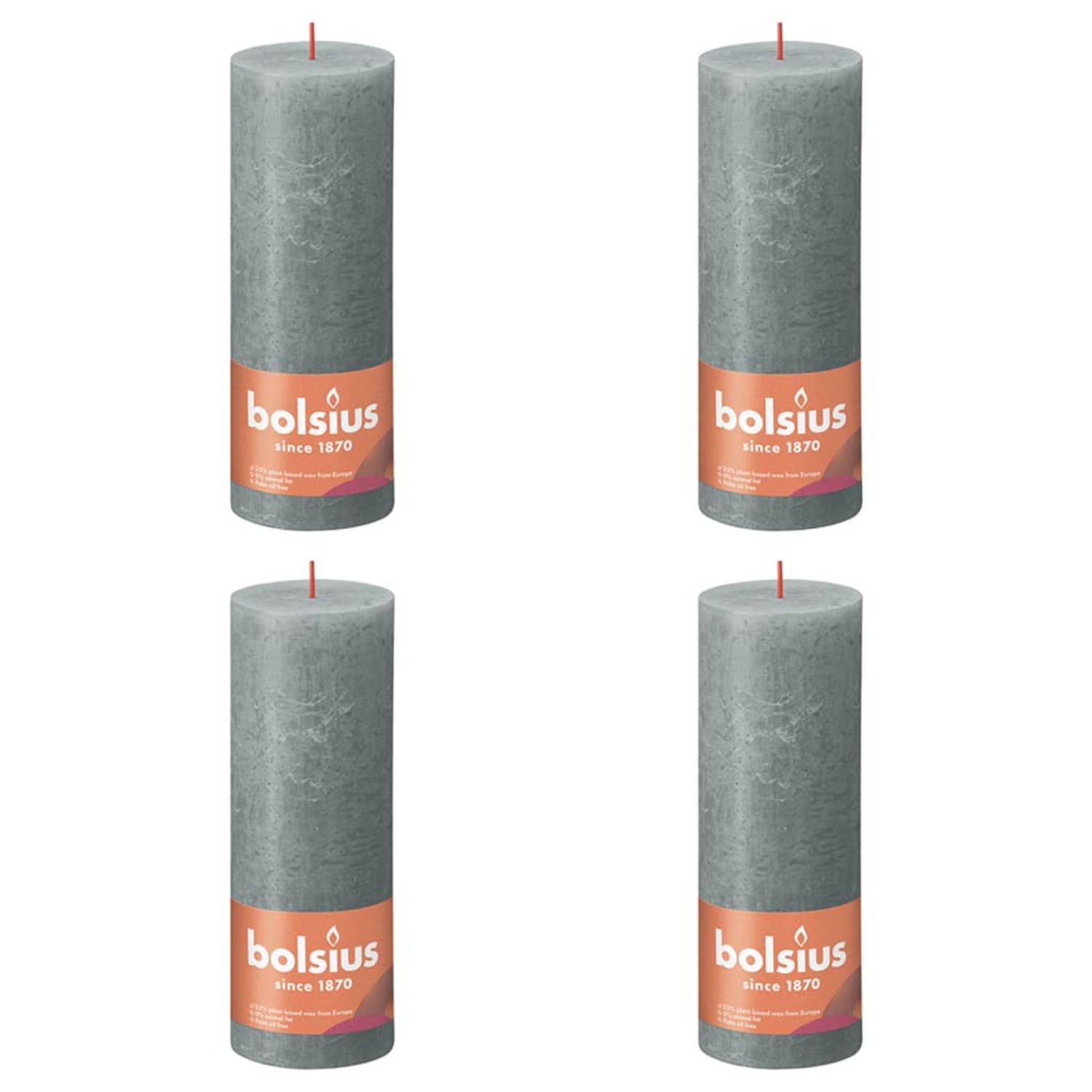 Bolsius stompkaarsen shine 4 st rustiek 190x68 mm eucalyptusgroen