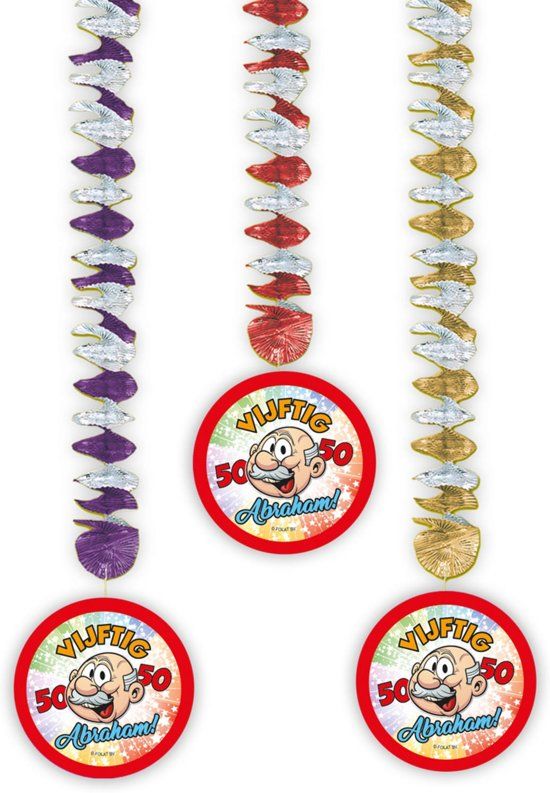 Partywinkel Abraham Hangdecoratie 3 stuks - Meerkleurig - plastic