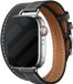 Strap-it Double Tour leren bandje - Geschikt voor Apple Watch - Zwart