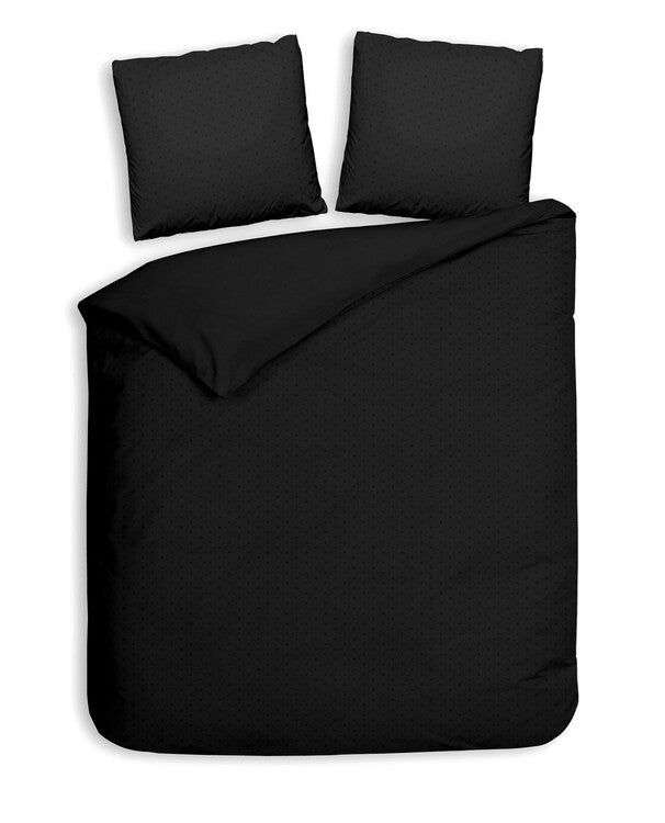 Heckett Lane Dekbedovertrek Katoen Satijn Punto - moonless black 200x200/220cm