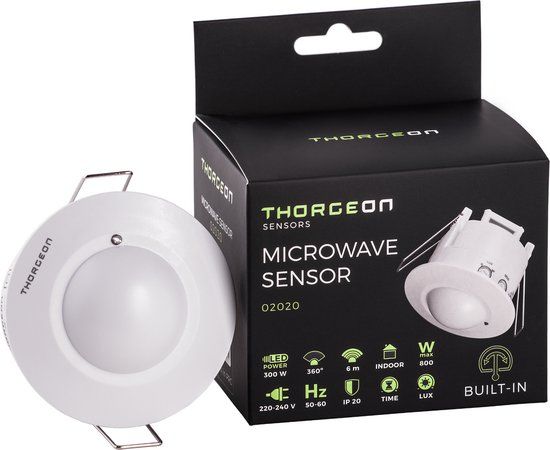 Thorgeon Microwave Sensor Recessed 6m 300W IP20 Wit
