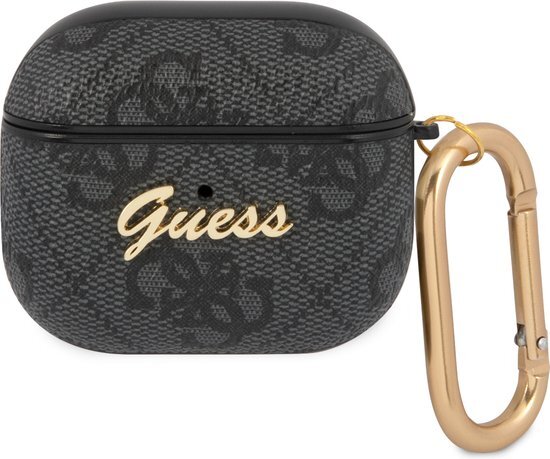 Guess GUA34GSMK hoes voor AirPods 3 grijs 4G Script Metal Collection