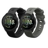 kwmobile 2x horlogebandjes geschikt voor Garmin Forerunner 165 / Forerunner 165 Music bandje - Smartwatch bandjes van TPU - Activity tracker horloge band in zwart / grijs