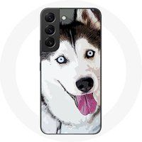 Maniacase Etui voor Samsung Galaxy S21 FE Siberische witte Husky blauwe ogen