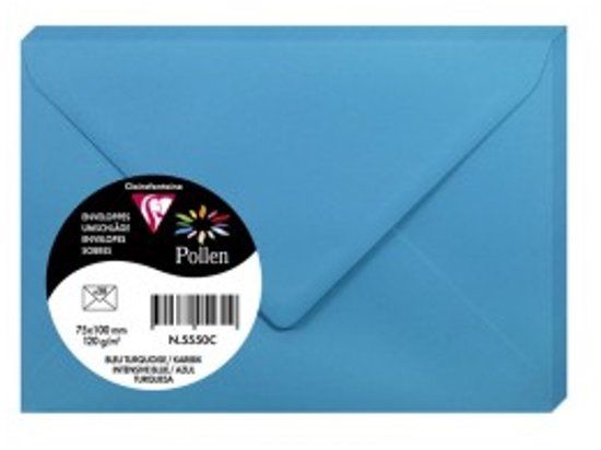 Pollen by Clairefontaine Clairefontaine Pollen Mini Envelopes 75 x 100 mm, Caribbean, 120 g/m², Pack of 20