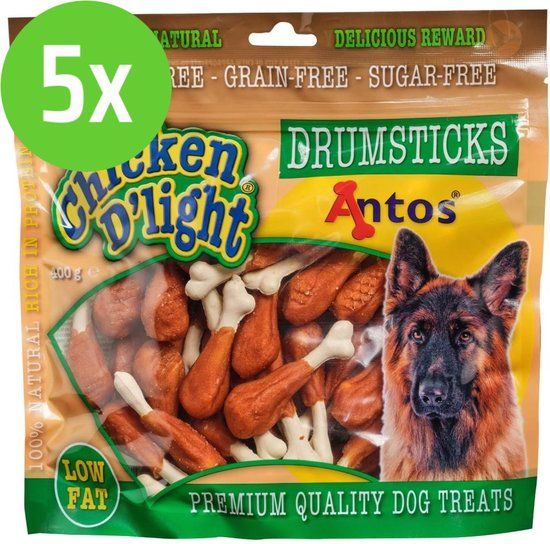 Antos Chicken D'Light Drumsticks - Hondensnack - 5 x 400g - Kauwsnacks voor Honden