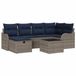 vidaXL Tuinbankenset 7-delig Grijs en Marineblauw Poly Rattan