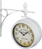 Merkloos Relaxdays Stationsklok Dubbelzijdig Vintage Wandklok Wit