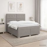 vidaXL Boxspringbed met matras, taupekleurig, 160 x 200 cm