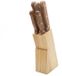 Michelino Bloc à couteaux 6 pièces – Set de couteaux de cuisine avec bloc en bois – Couteaux en acier inoxydable – Couteau de chef, couteau à pain et couteau d’office