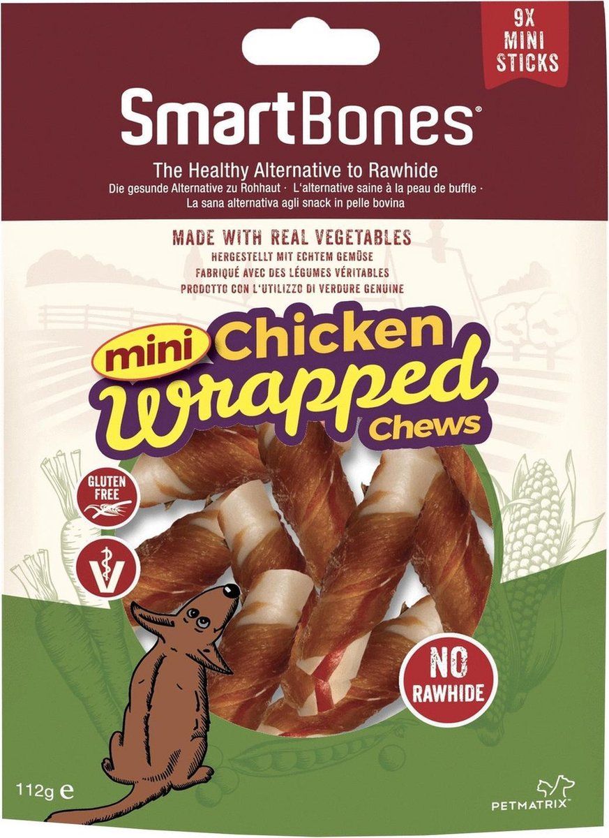 Smartbones Wrapped Mini Sticks - Hondensnacks - Kip 9 stuks