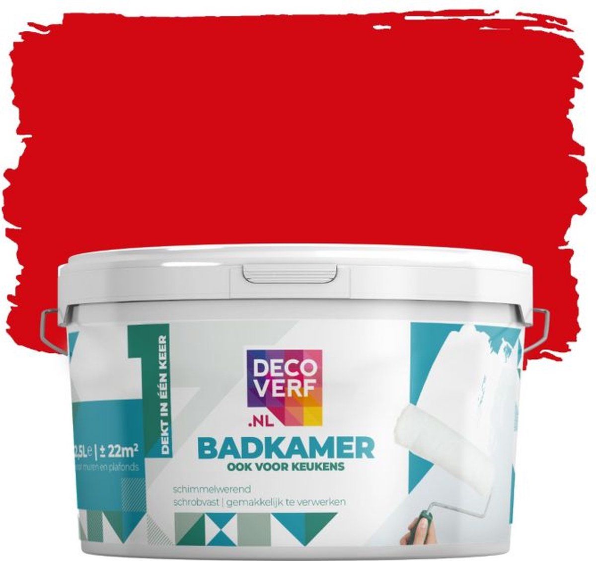 Decoverf.nl Decoverf badkamerverf 2.5L vurigrood - 8719743416697