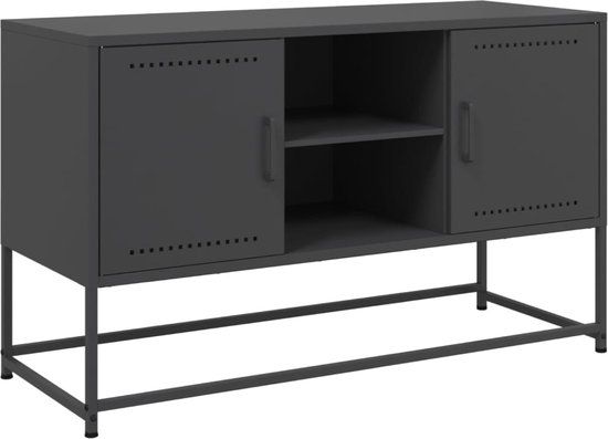 vidaXL Tv-meubel 100,5x39x60,5 cm staal zwart