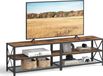 VASAGLE Meuble TV, meuble TV pour téléviseurs jusqu'à 75 pouces, avec espace de rangement, cadre en acier, finition marron rustique et noir