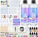 PromoHome Kit de résine époxy complète kit de démarrage - résine coulable de 500 ml avec pigments, paillettes, moules en silicone et accessoires pour bijoux et artisanat DIY