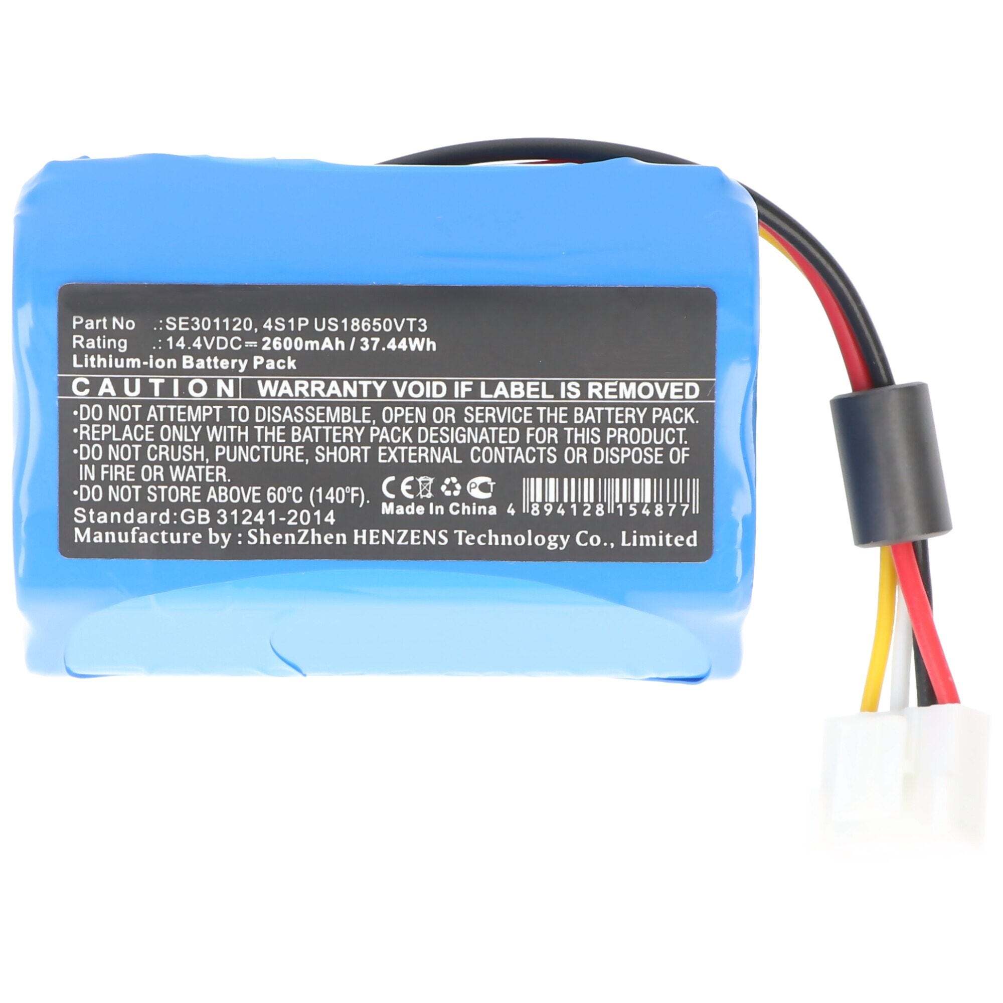 ACCUCELL Medische technologie batterij als vervanging voor ResMed 4S1P US18650VT3, SE301120 - 2600mAh, 14.4V,