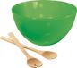 Stricker Europe Serveerschaal met bamboe sla bestek - groen - 5 litre - plastique - D26 x H14 cm