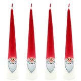 Dekohelden24 1 verpakking met 4 adventskaarsen in wit - rood, als kabouter, H/Ø: 25 x 4,5 cm.