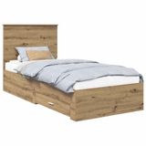vidaXL Bedframe met lade Artisan Eiken 90 x 200 cm Bewerkt hout