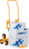 Merkloos Relaxdays steekwagen traploper - inklapbaar - 50/150 kg - 6-wielig - rubberen banden - verstelbaar - geel