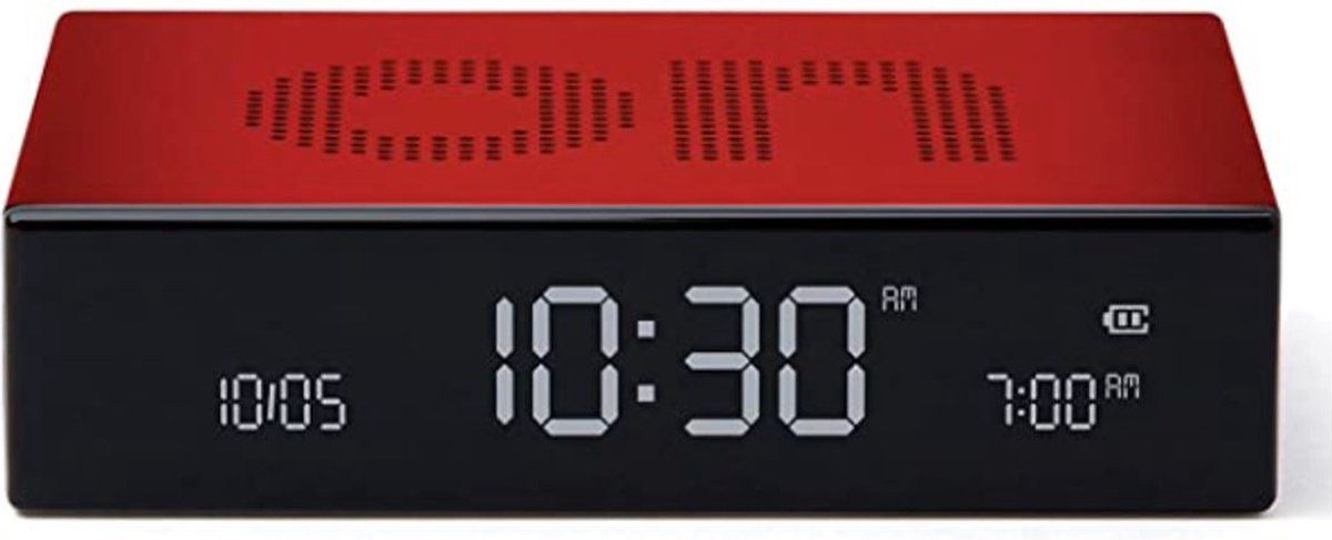 Lexon Flip Wekker LCD Premium Rood - Wekkerradio - Rood - 3660491204140