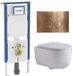 QeramiQ Dely Swirl Toiletset - 36.3x51.7cm - Geberit UP720 Duofix Sigma inbouwreservoir - slim zitting - bedieningsplaat koper - ronde knoppen - glans wit