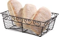 HENDI Rechthoekig draadmandje – decoratieve rand – matzwarte coating – 230x150x80 mm
