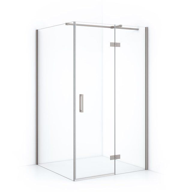 Maxaro Douchecabine Diamond 110x70cm 8mm Helder Veiligheidsglas Geborsteld RVS met Draaideur