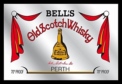 empireposter - Bell's - Old Scotch whisky Perth - afmetingen (cm), ca. 30x20 - Bedrukte spiegel, NIEUW - beschrijving: - Bedrukte wandspiegel met zwart kunststof frame in houtlook -