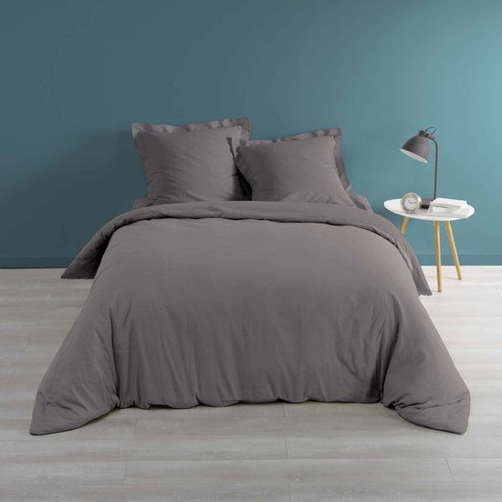 Douceur Livetti Dekbedovertrek 240x220cm Katoen 78 Draads Donker Grijs