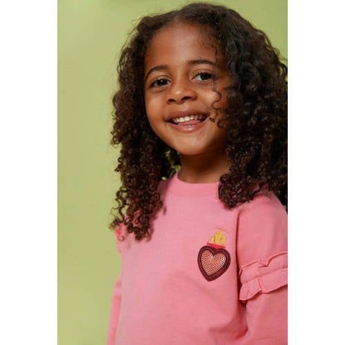 Jubel sweater Salsa Sunset met backprint roze