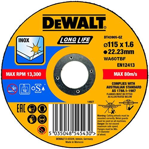 DeWalt DT43905-QZ slijpschijf, roestvrij staal, 115 x 1,6 mm
