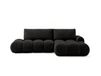 Canapé d'angle droit 4 places convertible coffre tissu bouclette noir