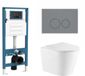 QeramiQ Dely Toiletset - inbouwreservoir Qeramiq Flush - slim zitting - kunststof licht grijze bedieningsplaat - ronde knoppen - glans wit
