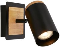 BRILONER Duta - Wandlamp - Binnenverlichting - Zwenkbaar - GU10 Fitting - Zwart met Houtlook - 16x12x14 cm