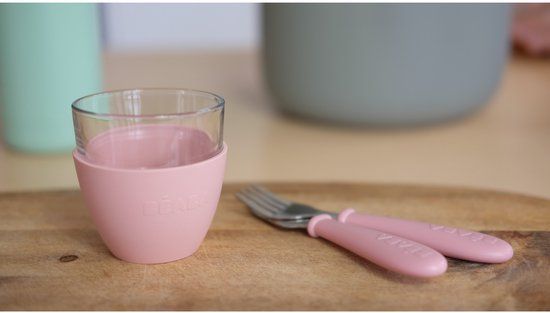 Béaba Giftset glazen serviesgoed groen/roze vanaf de 6e maand